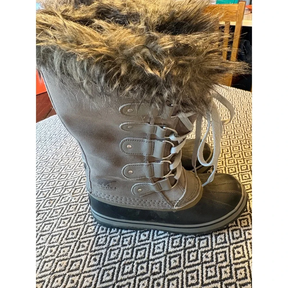 Sorel Joan of Arctic Waterproof Winter Boots Grey Faux Fur NL3481-052 Womens 8